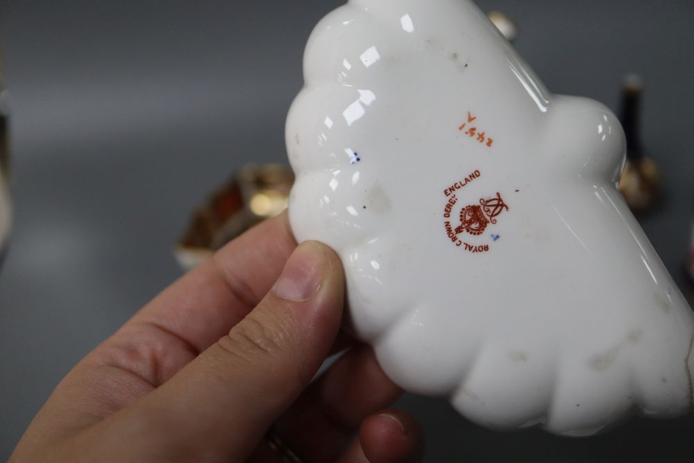 A miniature Royal Crown Derby items, tallest 9cm
